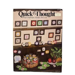 Vintage Quick Thoughts Cross Stitch Pamphlet 1980 20 Designs Holidays Fruits